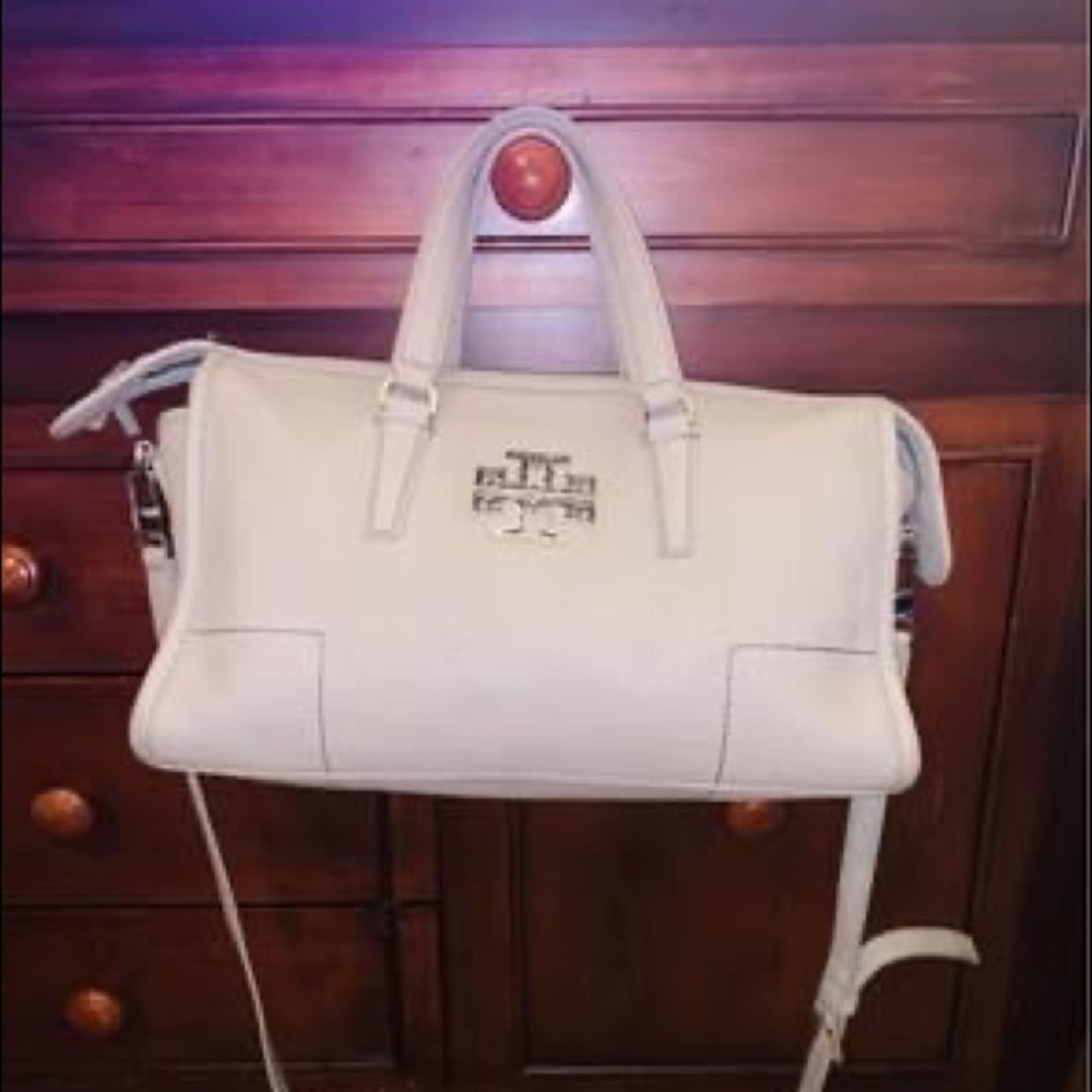 Tory Burch purse. Pebbled gray leather.